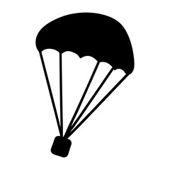 Vector art of silhouette of a parachute, symbolizing adventure, freedom, and the thrill of skydiving or emergency descent
