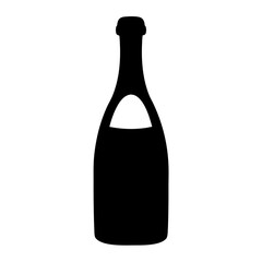 Isolated black silhouette of wine bottle vector illustration for wine related designs and art projects