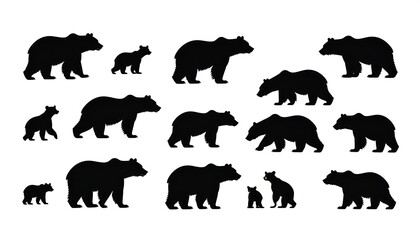 Black bear silhouettes of various sizes