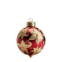 Christmas ornaments, holiday decorations, luxury baubles, red and gold ornaments PNG transparent background