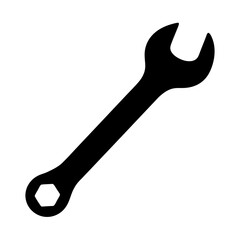Isolated black wrench tool vector illustration for repair maintenance and construction work 90