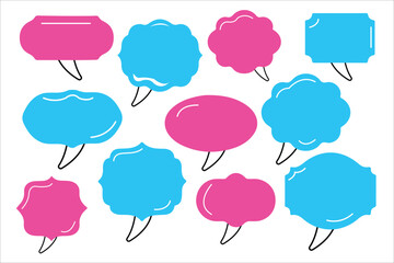Collection of pink and blue speech bubbles with stems
