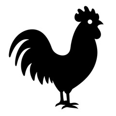 Black rooster silhouette vector image for farm animal illustrations and graphic design projects