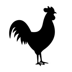 Black rooster silhouette vector illustration farm animal poultry cock fowl design graphic art image