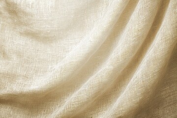 Explore an elegant beige linen fabric pattern with subtle folds that add depth and texture, ideal for backgrounds or design accents. The neutral color palette ensures versatility and a refined visual