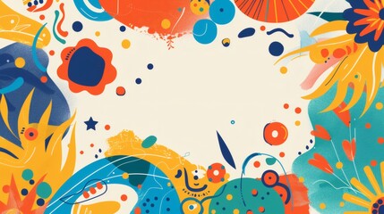 Obraz premium Vibrant abstract floral design with playful shapes for modern backgrounds and creative projects, adding a touch of cheerful whimsy and artistic flair