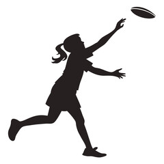 Girl catching frisbee silhouette