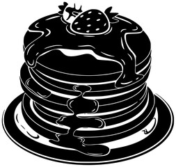 food illustration dessert silhouette meal logo breakfast icon pancake outline pancakes delicious sweet snack plate lunch morning homemade tasty shape dish vector graphic background