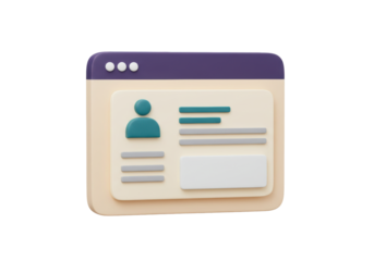 Isolated webpage with user profile icon, website element for layout, simple flat design