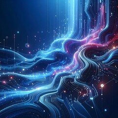 Abstract digital waves of light and data