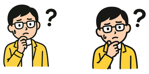 Minimal Vector Illustration of Confused Character – Thinking and Questioning Pose