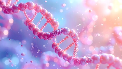 Abstract DNA helix in vibrant pink and blue
