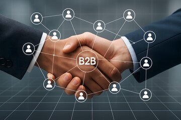 Business to Business handshake symbolizes partnership. 