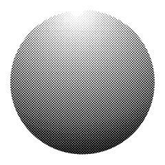 Png black round halftone gradient element, transparent background