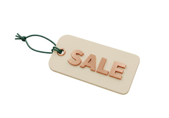 Isolated promotional sale tag with green cord for retail business discount event offer
