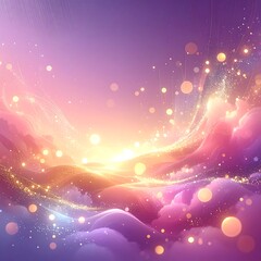 Abstract ethereal landscape of soft pastel colors with glowing particles