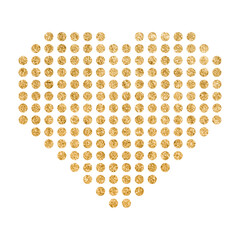 Heart PNG clipart, glitter gold, polka dot design icon
