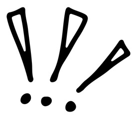 PNG Bold, hand-drawn exclamation marks in a playful, sketchy style, transparent background