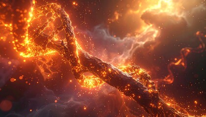 Abstract fiery DNA structure