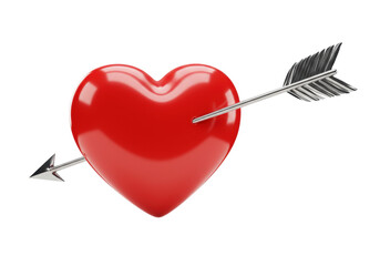 Isolated red heart with an arrow passing through it. Symbol of love, romantic icon