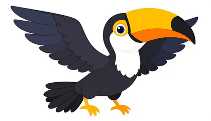 Naklejka premium Cartoon toucan in flight