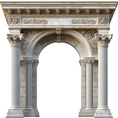 A Beautiful Marble Arch with Pillars, isolated on a white background
