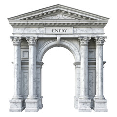 White Marble Arch with Columns isolated on a white background

