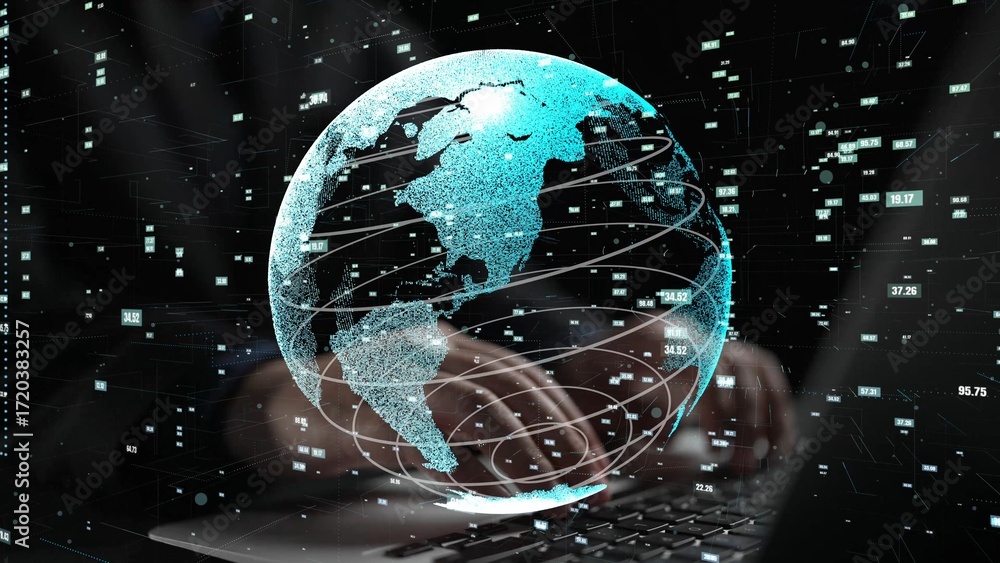 Aufkleber captivating digital image of a glowing globe with data streams, symbolizing global communication and