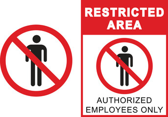 Restricted Area Sign:  Red and White No Entry Symbol, Authorized Personnel Only, Vector Graphic.