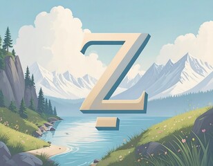 Scenic landscape with letter Z