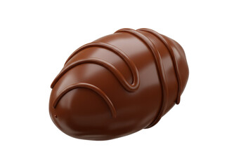 Isolated Piece of Brown Chocolate Candy with Swirls for Dessert or Holiday Treat