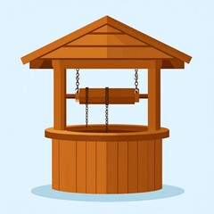 Cartoon wooden well house