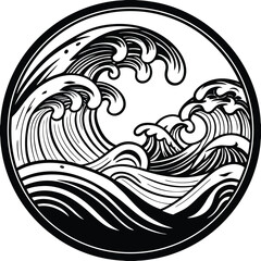 Naklejka premium Seamless abstract fish vector art with a tribal black and white tattoo pattern