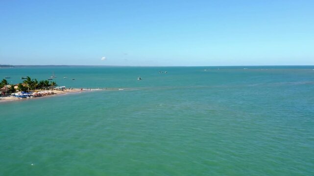 Aerial view of porto de galinhas beach with turquoise water in pernambuco, brazil