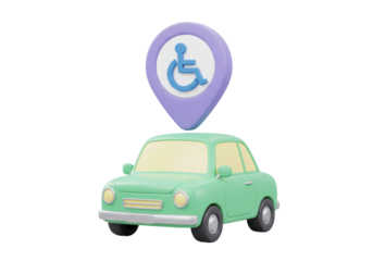 Isolated Accessible car parking 3D render illustration cartoon style mobility design