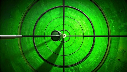 Close-up view of a green radar screen with a target and a projectile entering the screen, symbolizing surveillance and aiming