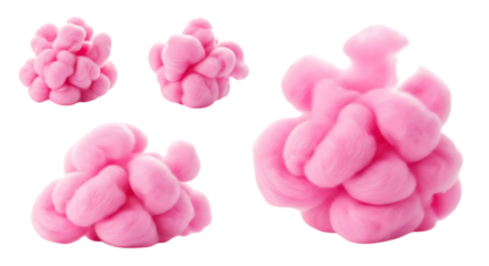 Four Pink Abstract Organic Shapes on Black Background