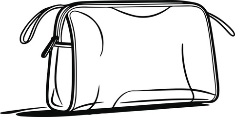 Minimalist makeup pouch, thick black line art 3