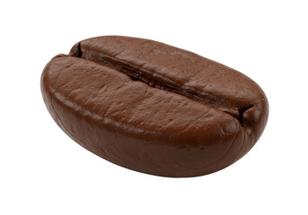 Isolated Roasted coffee bean with crease detail on brown surface for cafe aroma flavor