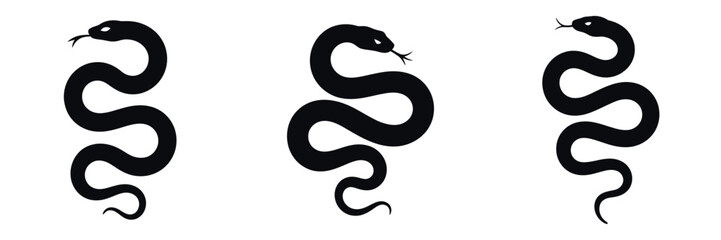 Creepy Snake Silhouette Vector Set – Spooky Serpent Icons for Halloween, Dark Reptile Clipart, Horror Design Elements, Witchcraft Symbols, and Scary Reptilian Illustrations