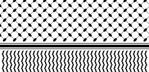 Keffiyeh or shemagh pattern. Traditional print for men headdress in Palestina, Kuwait or Jordan. Geometric fabric texture. Classic Arabian scarf ornament. Oriental design. Vector graphic illustration.