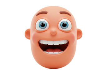 Isolated funny cartoon head with a big smile and wide-open eyes for use in illustrations