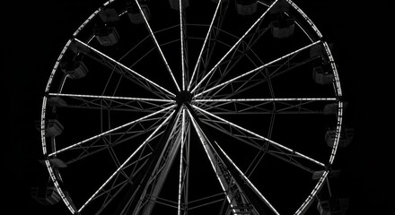 Fototapeta premium Captivating night Ferris wheel glowing with bright lights against dark sky