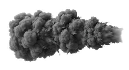 Gray Smoke Plume Extending to the Right wispy