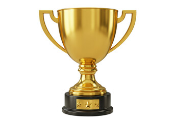 Isolated Golden Trophy with Stars Achievement Symbol for Games and Competitions