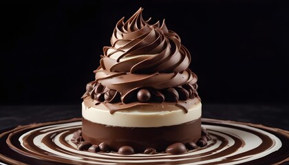 Decadent Chocolate Dessert on a Swirled Plate