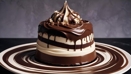 Decadent Chocolate Cake with Dripping Ganache and Swirls