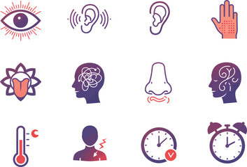 Human Senses Icons: Vector Illustration