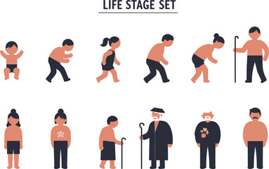 Life Stages: Flat Vector Illustration Set