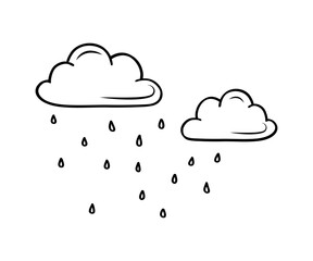Illustration of rain clouds and rain is a minimalistic vector illustration, a simple transparent graphic element.Isolated on a white background. Vector illustration